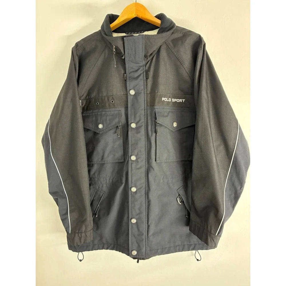 Polo Sport Ralph Lauren Sportsman‎ Jacket Black Vintage Mens Large Coat